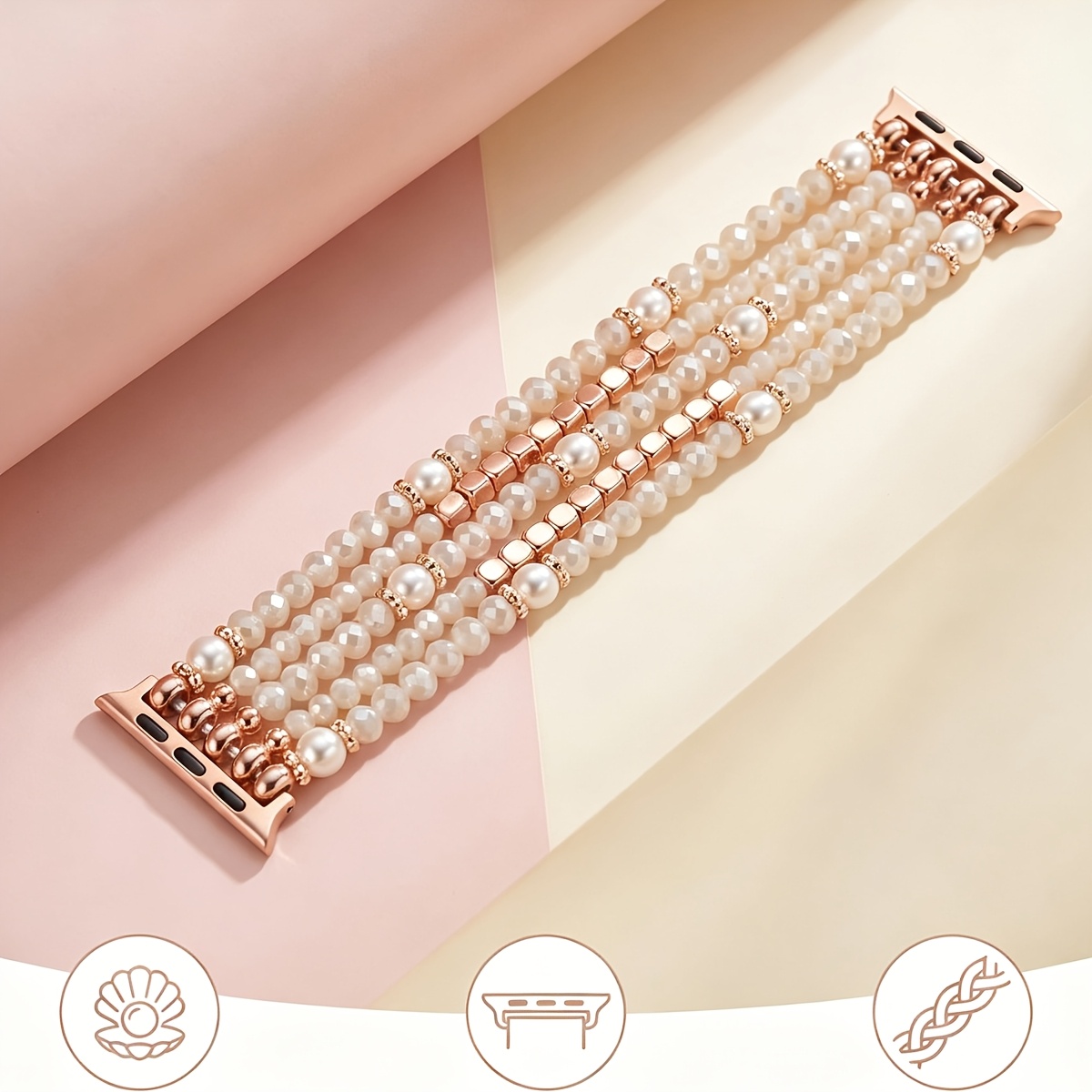 Image of Style Loose Bead Bracelet Compatible With Watch Band 40mm X 38mm/41mm Series 9 87se /5/4 Women's Fashion Cute Handmade Strap Iwatch Watch Band /2/1 Women' Exchange Watch Band