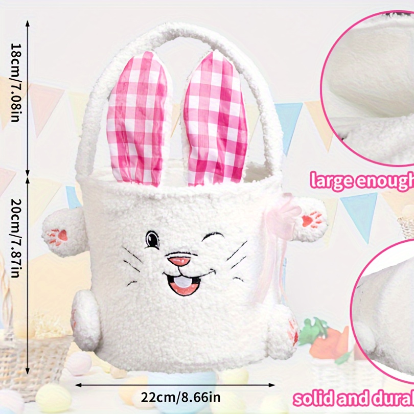 easter basket bunny candy bag plush and soft storage basket cartoon storage decoration gift