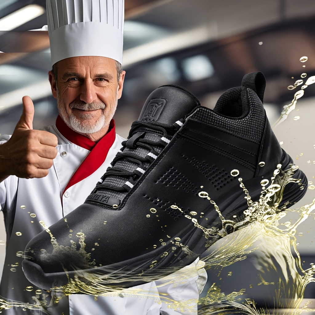   mens non slip chef shoes   low   kitchen footwear with md sole fabric lining and durable microfiber upper for cooking cleaning food prep seasonal wear professional lowtop shoes durable microfiber uppe 0