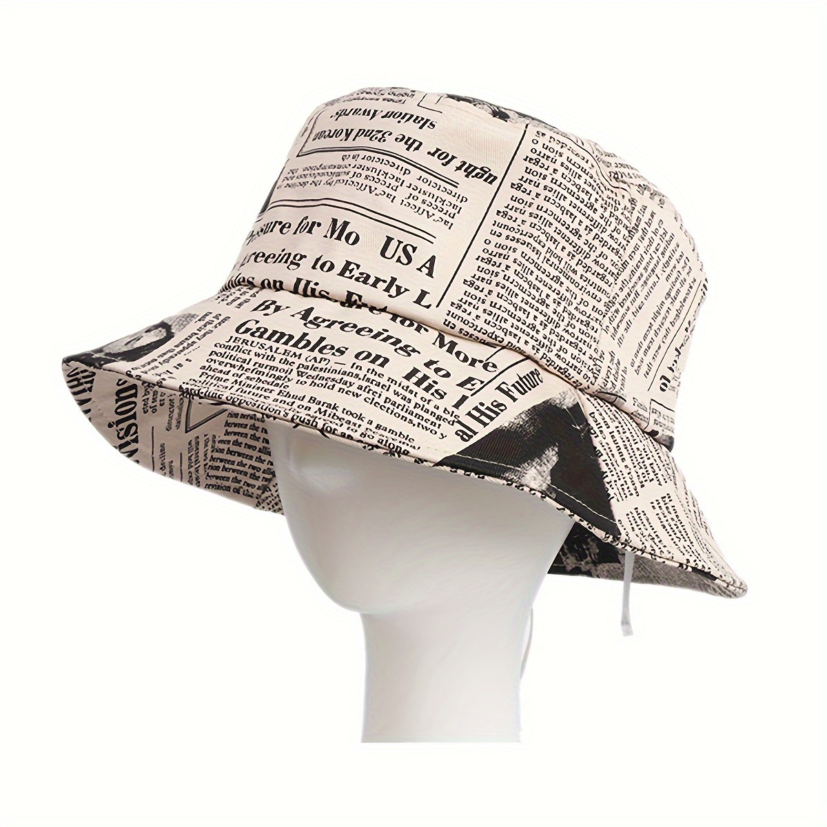 Men Women Fisherman Hat Vintage Print