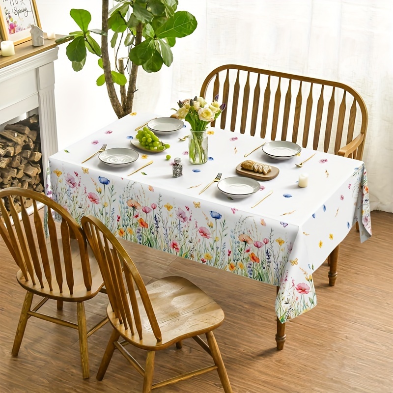 

Spring Wildflower Watercolor Tablecloth - Durable Plastic, Perfect For Parties, Picnics &