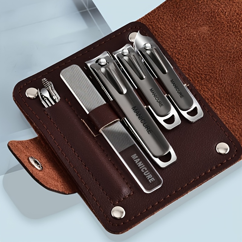 Image of Deluxe 10pcs Nail Care Set: Stainless Steel Manicure & Pedicure Kit With Travel Case - Ideal Gift For , Includes Nail File