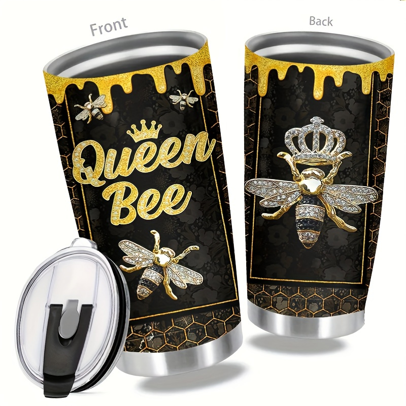 

Queen Bee 20oz Stainless Steel Tumbler - Double-walled Insulated With Spill-resistant Lid, Perfect Gift For Holidays & Birthdays