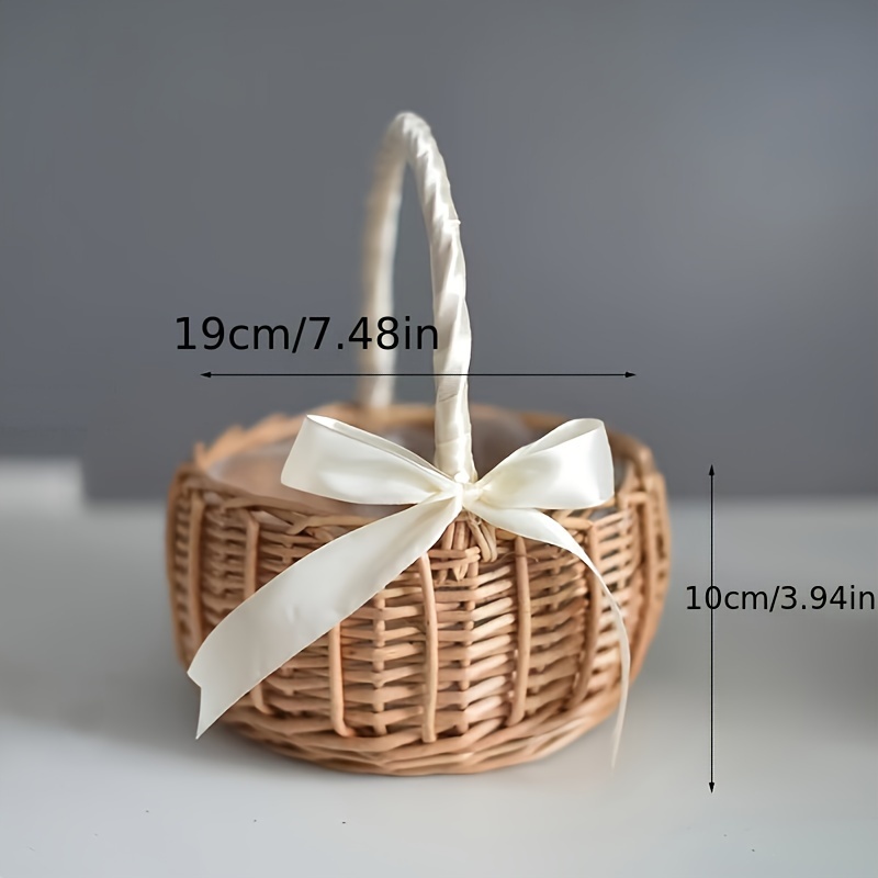Image of Woven Flower Basket, Handheld Basket, Handmade Natural-looking Artificial Flower Basket, Gift Basket, Flower Arrangement Basket, Storage Basket, Photo Prop, Perfect For Halloween & Christmas