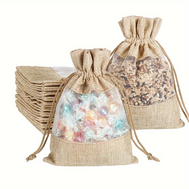 

10/20pcs Burlap Drawstring , Jewelry Pouches For Favors, Diy , And Wedding