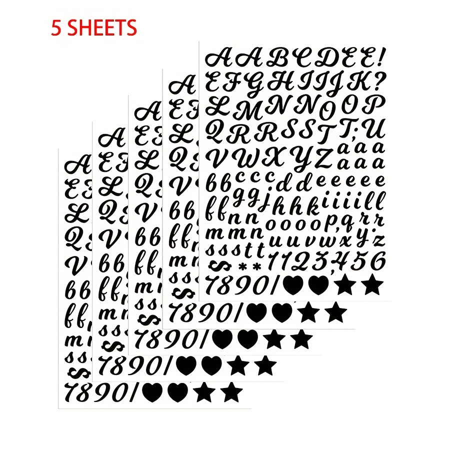 Image of 5 Sheets 0.5 Inch Small Letter Stickers For Water Bottle Mini Deco Alphabet Stickers Vinyl Letter Stickers For Mailbox Label Book