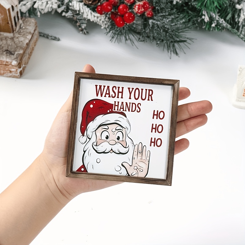 TEMU 1 pièce Panneau rustique en bois Père Noël pour - Ornement de bureau artificiel, convient comme cadeau de Noël ou décoration de fêtes - Facile à