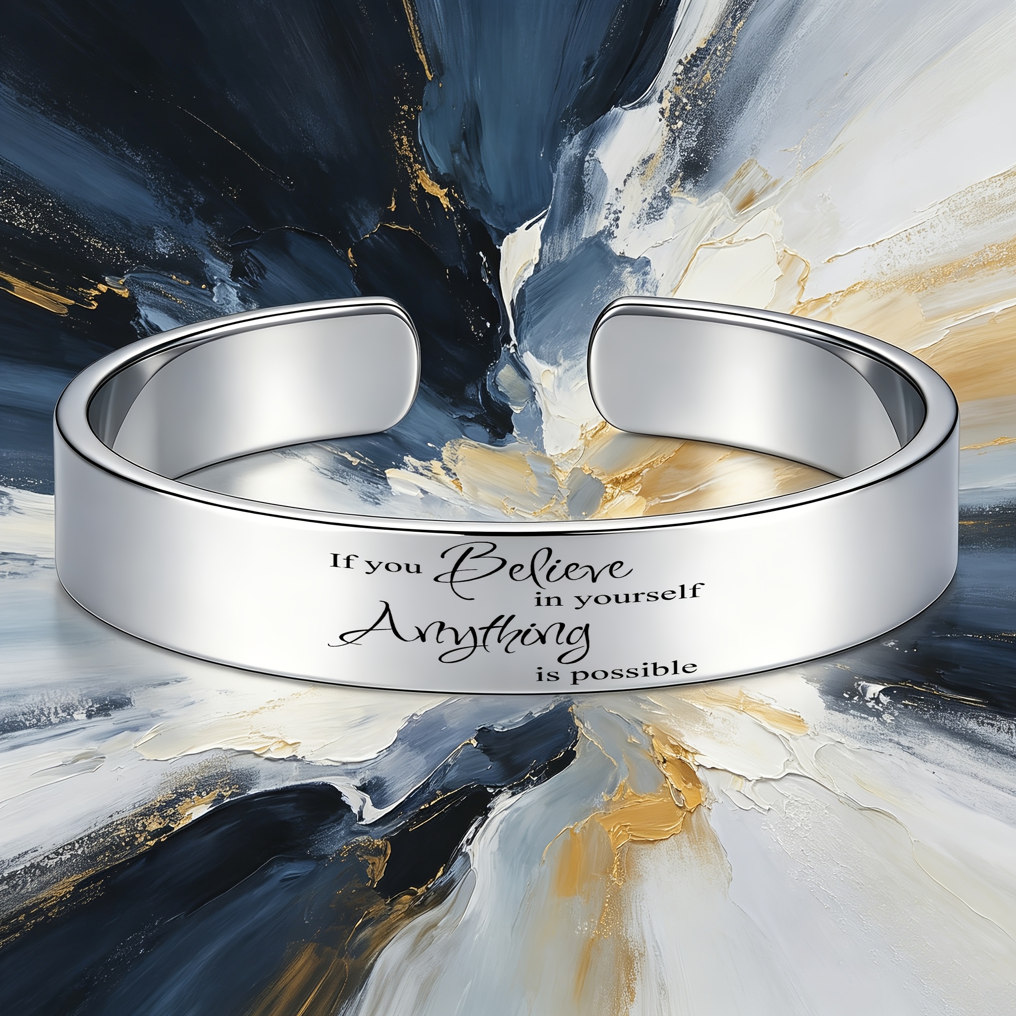Women's Inspirational Theme 304 Stainless Steel Open Bangle Bracelet