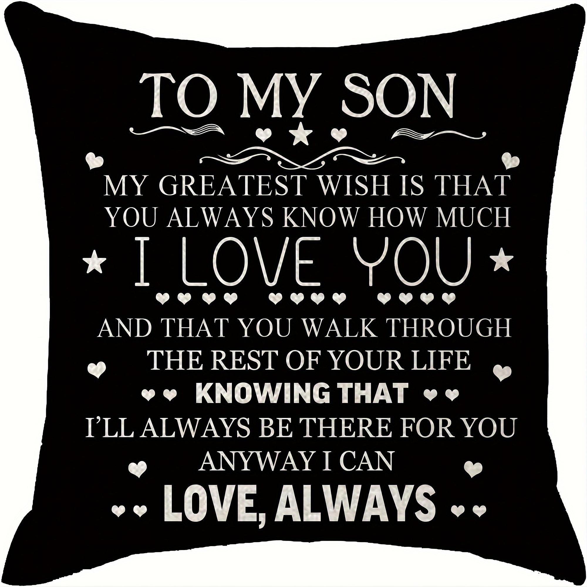 

1pc My Greatest Wish Is That You Always Know How Much I Love You Son Black Throw Pillow Case Cushion Covers For Chair Short Plush Decor (no Pillow Core)