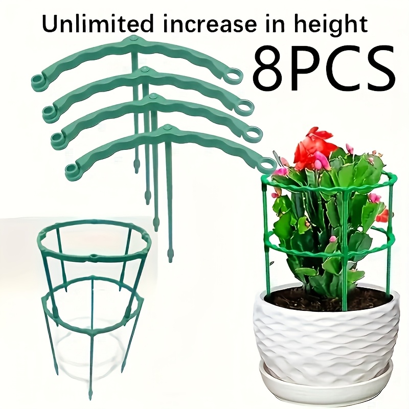 8pcs/set, 9.84-inch Plastic Plant Support Stake Ring, Suitable For Greenhouse Garden, Semi-circular Fixed Rod For Indoor Flowers And Climbing Plants, Flexible And Adjustable Bonsai Tool, Height
