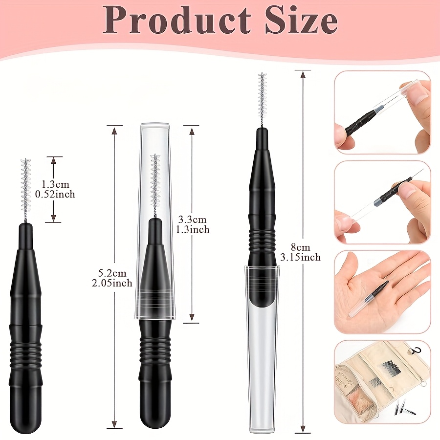 5/20pcs Micro Eyebrow Brush with Cap for Brow Lamination
