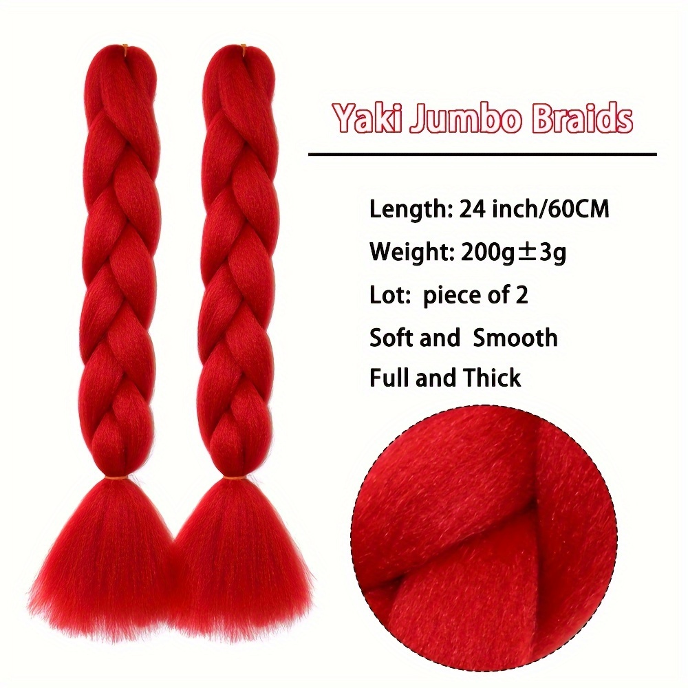 Red Braiding Hair Extensions 24 Inch 3 Packs Synthetic Jumbo