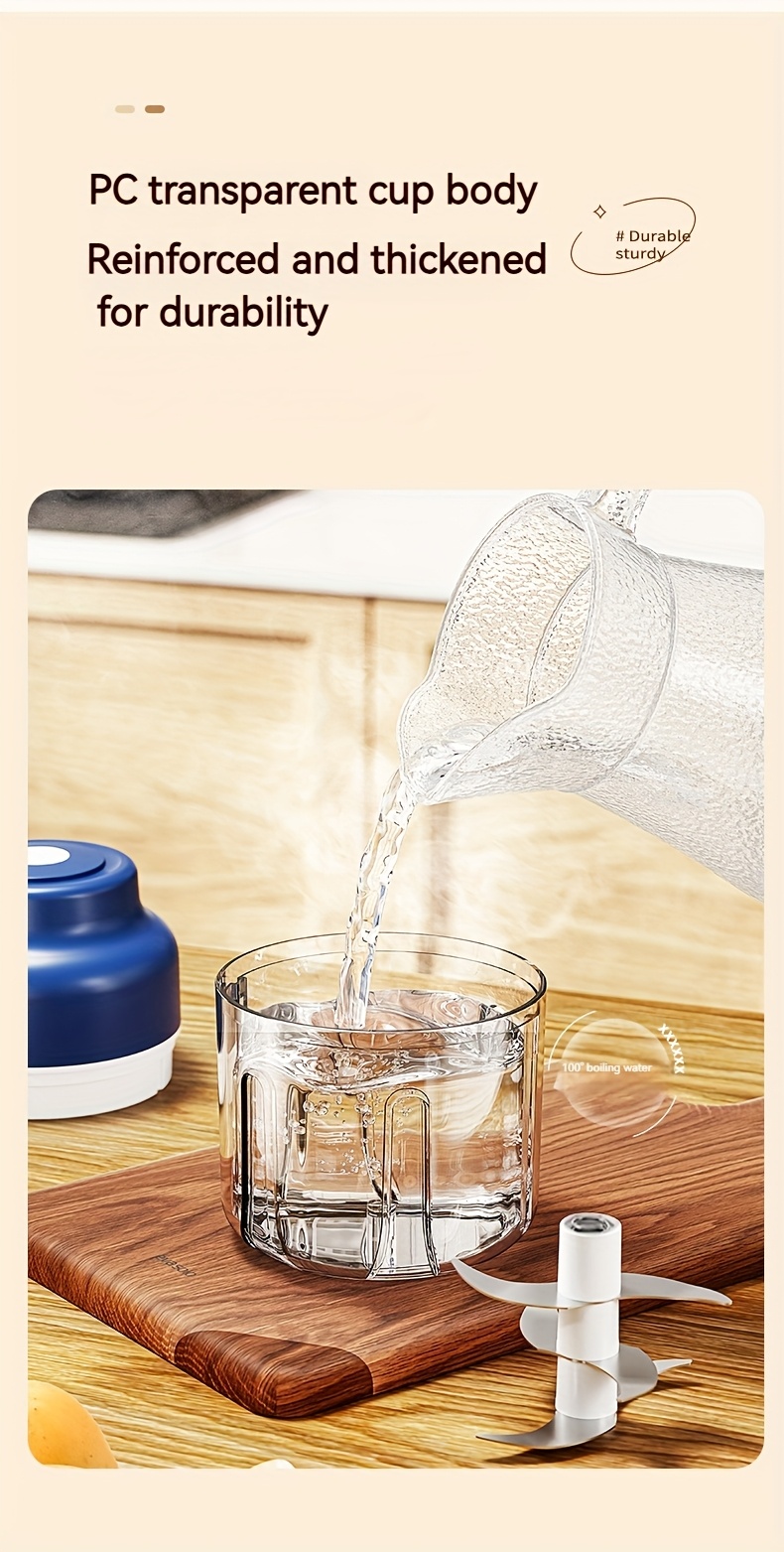 portable usb rechargeable electric garlic maker 320ml large capacity 6 blade stainless steel chopper with auto mixing for garlic meat veggies peppers ginger   appliance   stylish gadget durable construction food processor busy professionals Product details 6