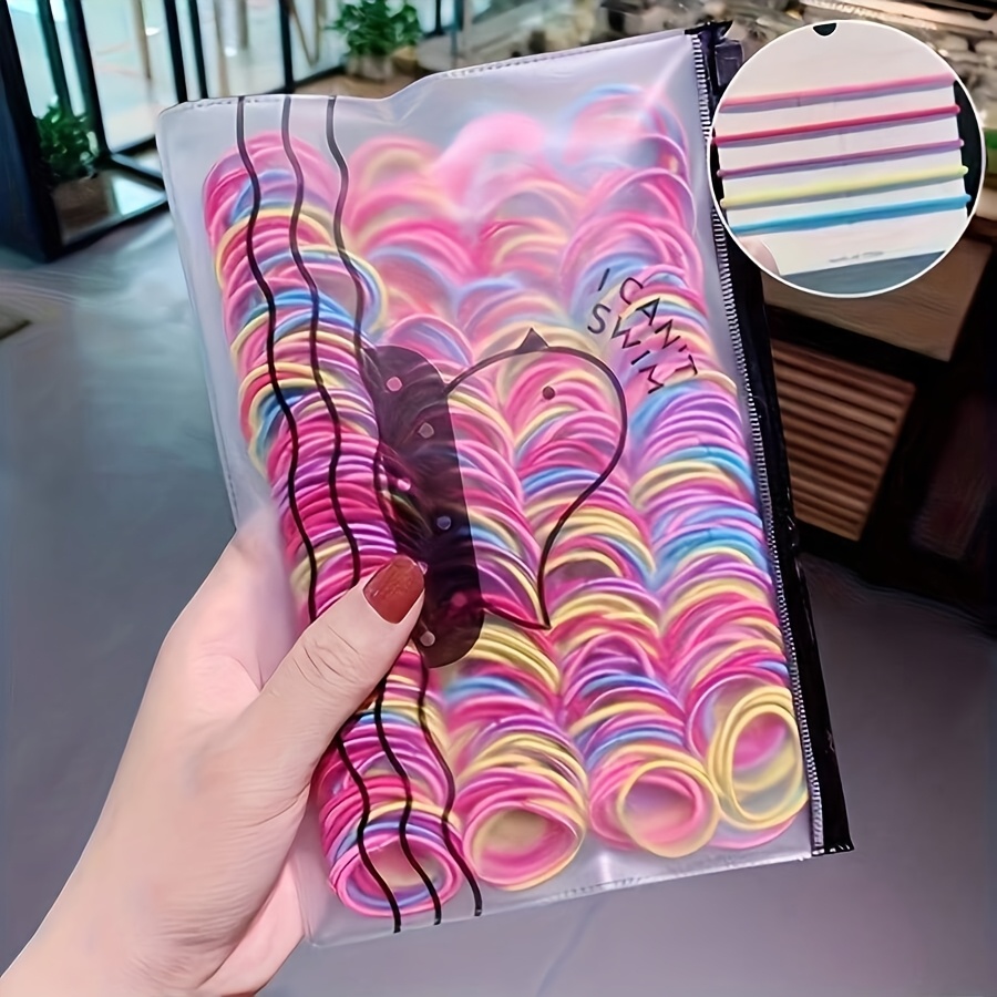 TEMU Lot de 400 mini élastiques à cheveux macaron de 0,98 po de couleurs aléatoires, bandes élastiques fines, accessoires pour cheveux pour les
