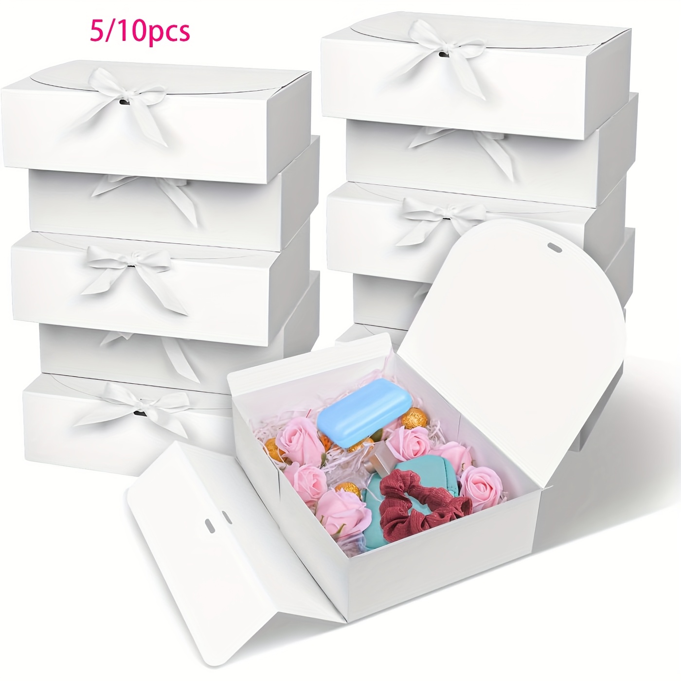 

Elegant 5/10pcs Gift Boxes With , 10.6x7.8x3.1 Inches - Includes For Wedding Favors, Birthday Parties & Bridesmaid Proposals