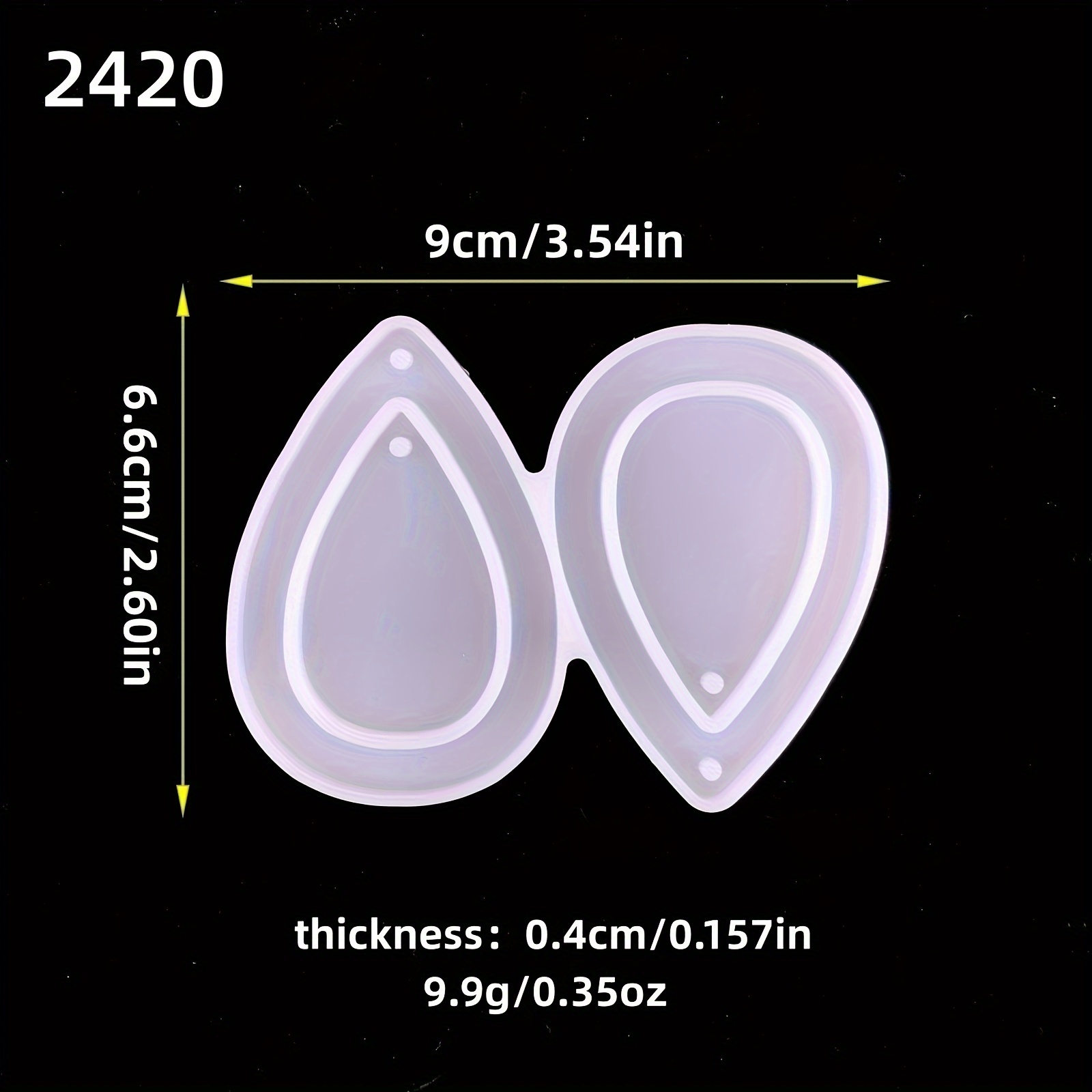 TEMU Molde de silicona artesanal para pendientes de resina epoxi brillantes con forma de de agua y .