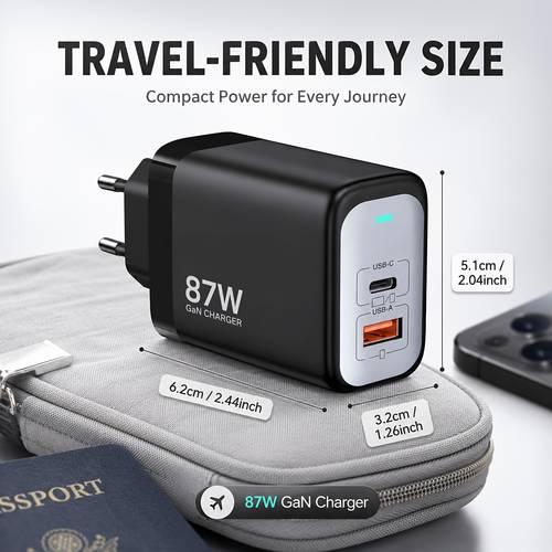 87 fast charger 67w usb c laptop charger 20w usb a phone charger dual port eu plug wall power adapter for laptop tablet iphone