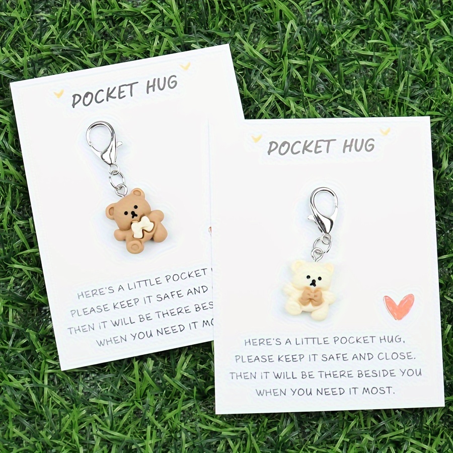 

1pc\2pcs A Little Pocket Keychain, Animals Keychain, Tiny Pocket Hug Token, Perfect Birthday Christmas Valentine's Day Gifts For & Lovers