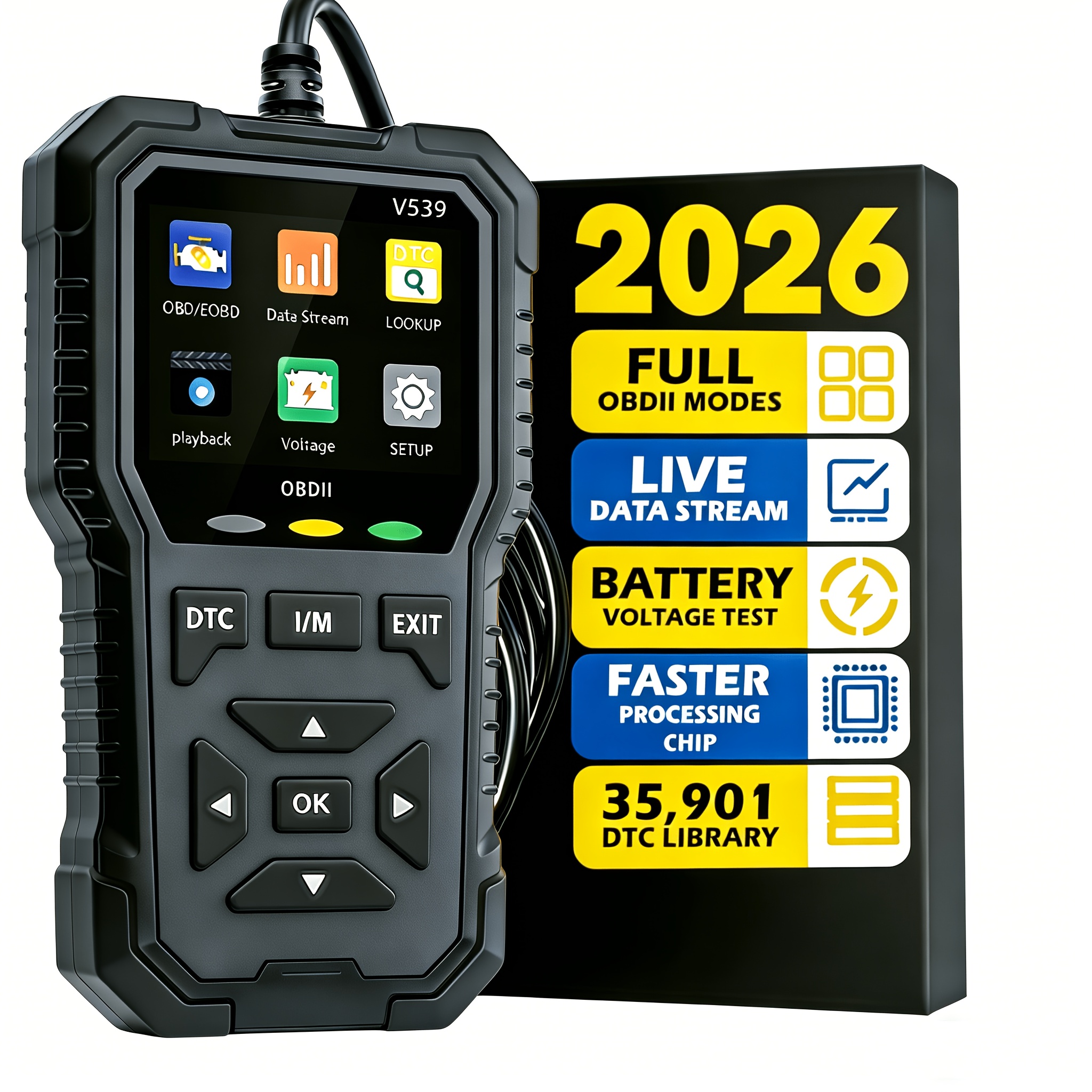 TEMU Scanner - Auto Diagnostische Tool voor het Controleren van Motor Foutlichten, Het Wissen van Foutcodes, Datastream Transmissie, I/M Klaar