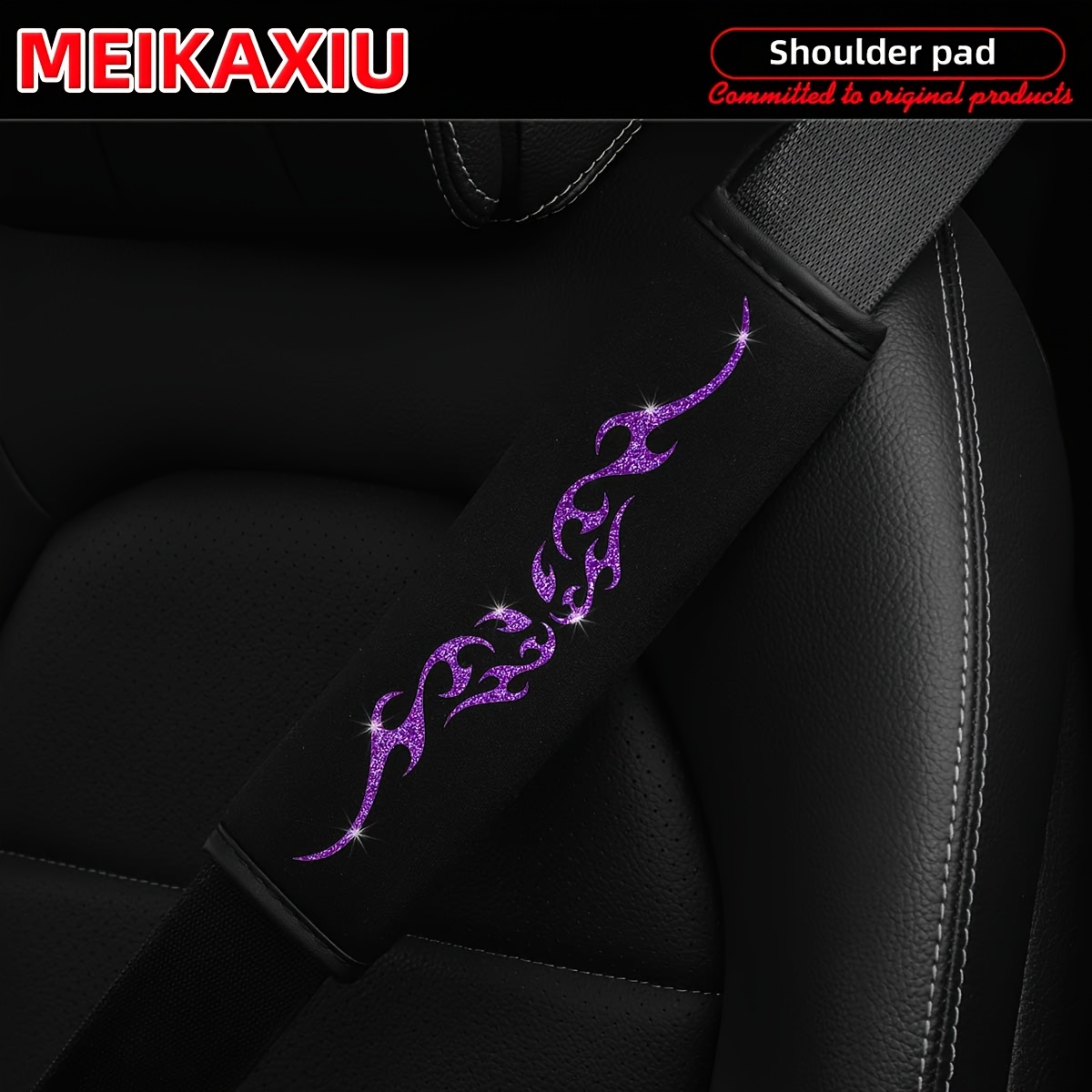 A New Totem-patterned, Glittering, Fabric Car Seatbelt Shoulder Pad Cover, Comfortable And Soft, For Women, A Car Interior Accessory