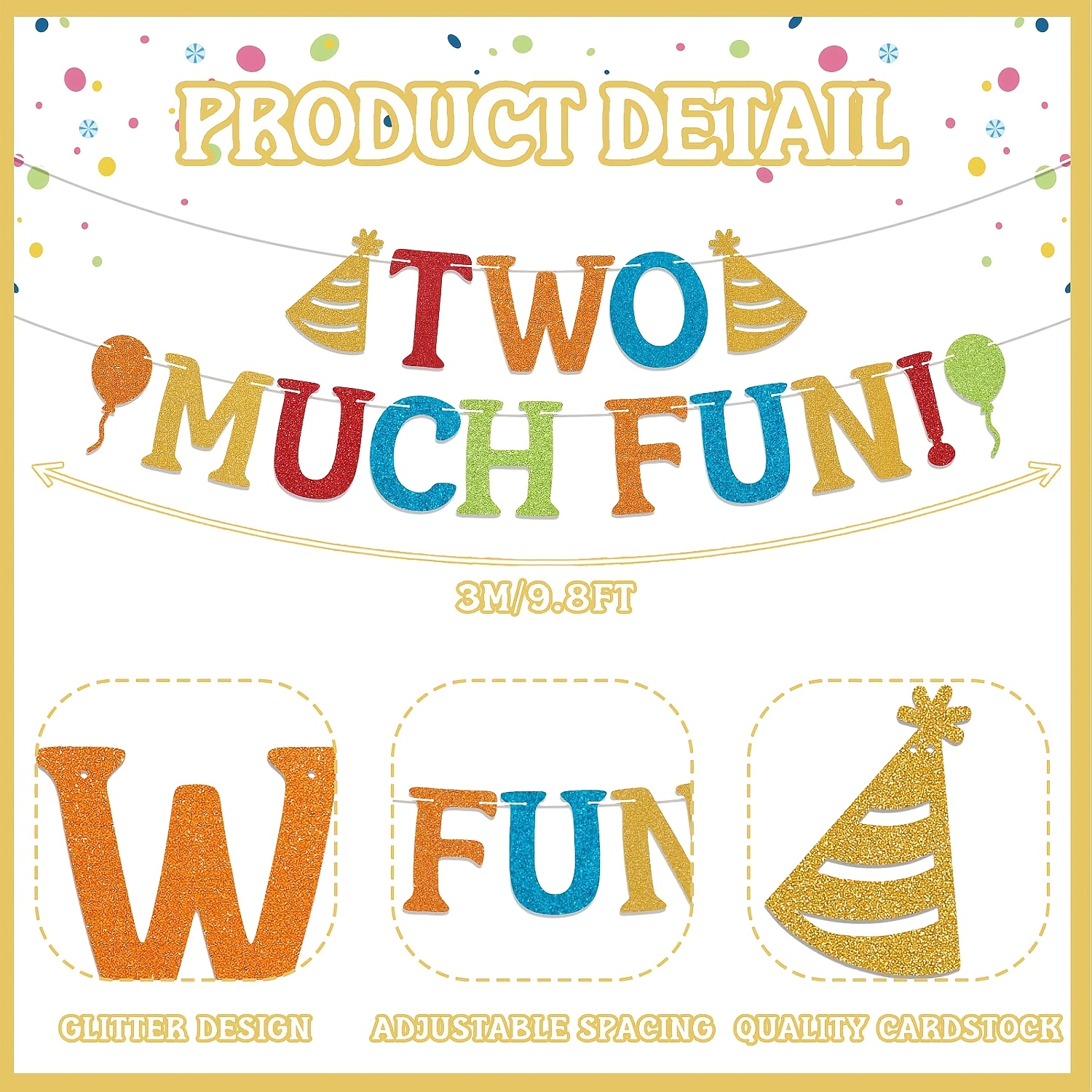 TEMU Fun 2nd Birthday Decorations, Colorful 2 Years Old Birthday Banner For Boys Girls