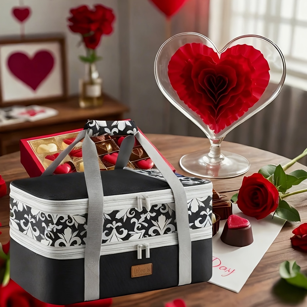 TEMU Expandable Insulated Casserole Carrier For Hot Or Cold Food, Food Bag Holder Carry Tote For Christmas Party/beach/ Parties/cookouts/picnic, Fits 9"x13" Baking Dish, Valentine's Day Gift