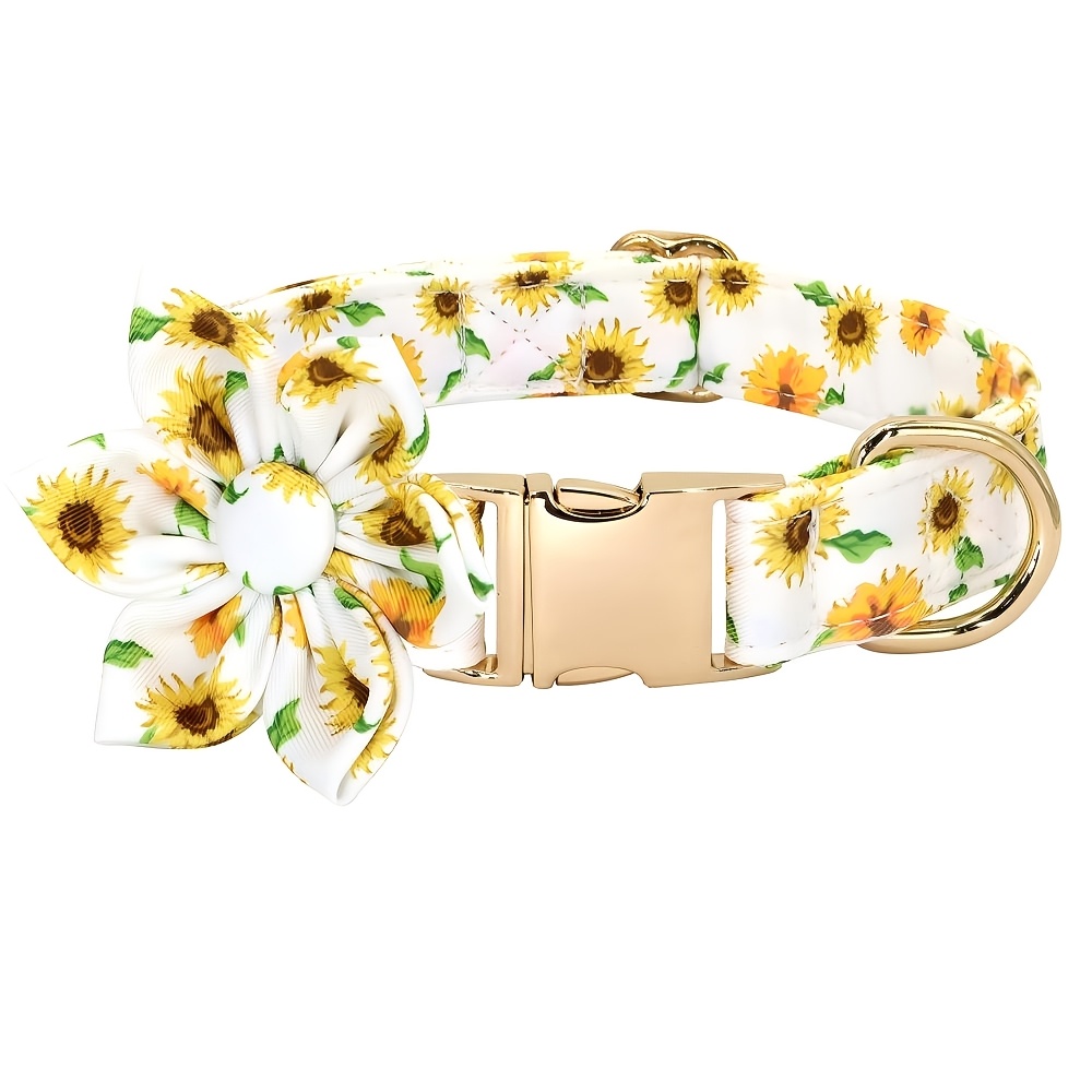 Adjustable Dog ID Collar Flower Pet Necklace
