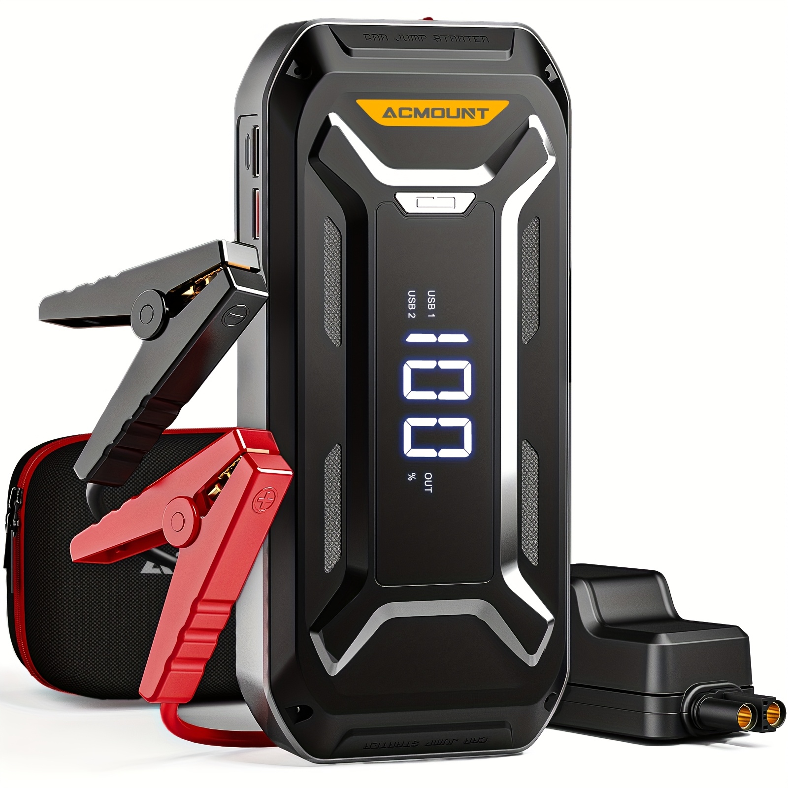 zaganjalnik, 26800mAh visoko zmogljiv baterijski booster za vsa bencinska in 10.0L dizelska motorja, 12V zaganjalnik z svetilko, velik LCD
