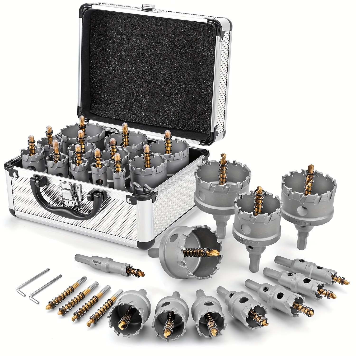 

Carbide Kit For Metal - 16pcs Tct 5/8"-2-1/4" Inch Hole Cutter Set, For High Precision Cutting Of Stainless Steel, Iron, Copper, Brass