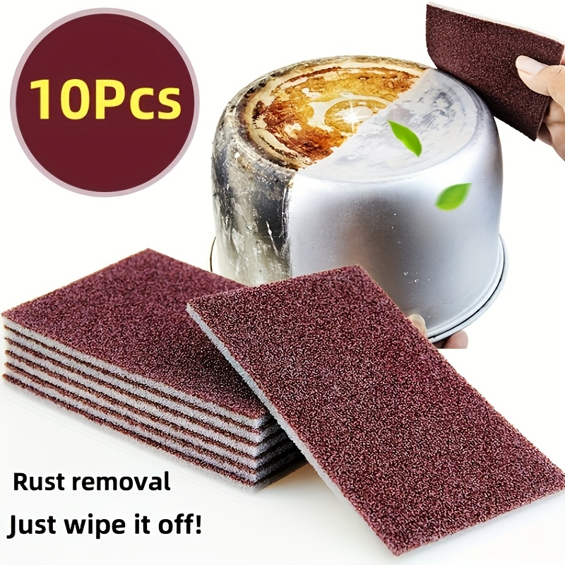 

10pcs - Premium Diamond Coated Sponges - Cleaning Magic For Pots, Cutting Boards, Rusty Stainless Steel Pans And Double-effect Dishwashing