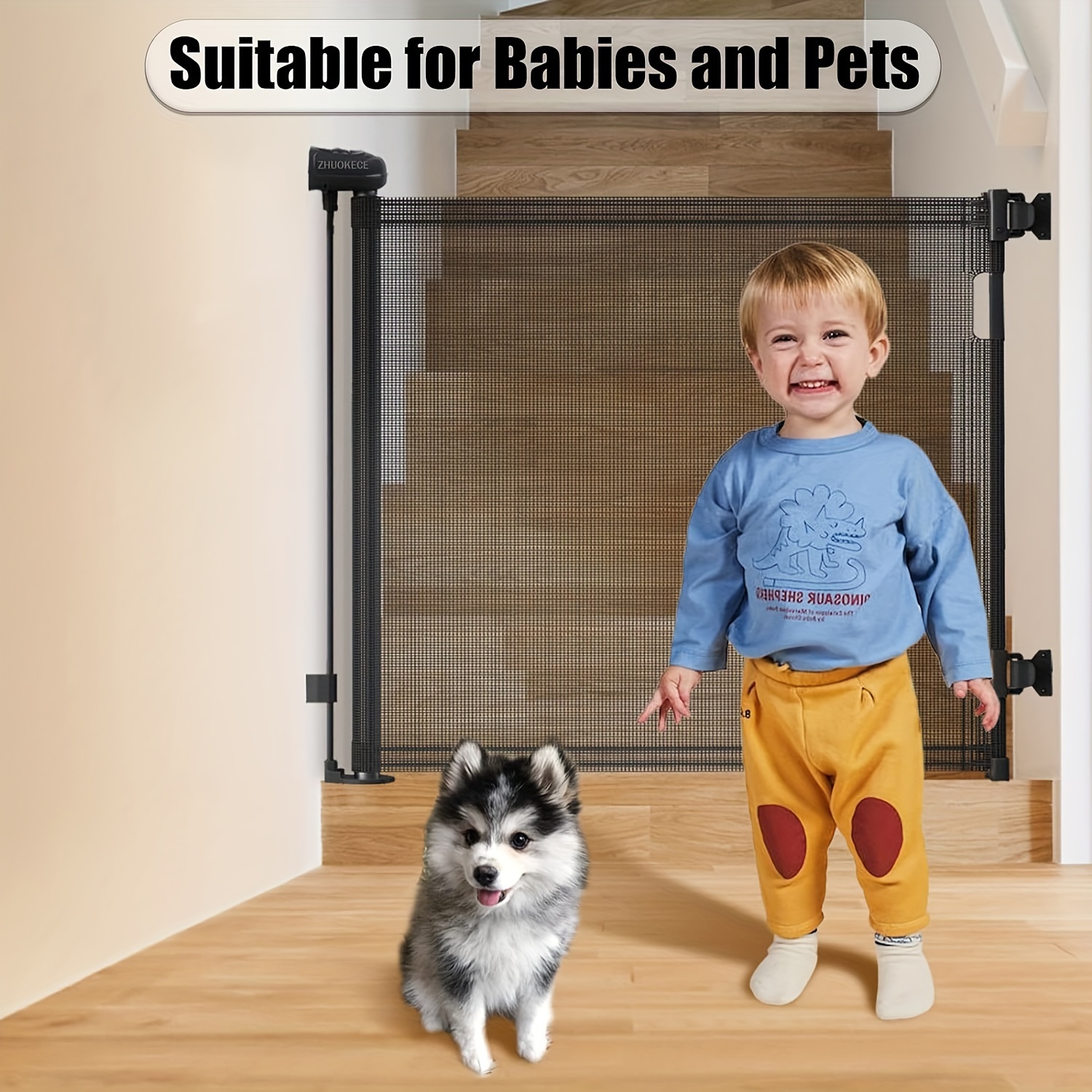 

Retractable Baby Gate, 33" Tall, Extends Up To 55" Wide, Mesh Child Safety Baby Gates Dog Gate For Stairs, Doorways, Hallways, Indoor, Outdoor