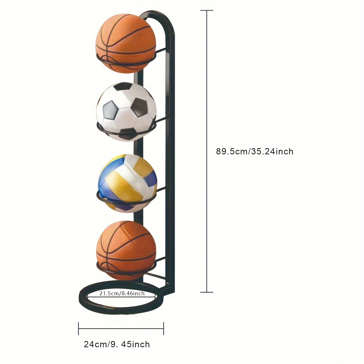 Support mural de rangement pour balle de sport, multifonctionnel,  présentoir de support de basket-Ball sans poinçon