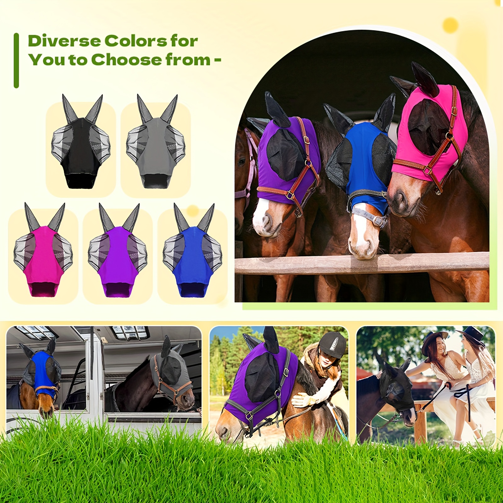 

Ventilated Fly Mask For Horses: Comfortable Mesh Headband With Ears, Uv Protection - Pet Supplies - - Horse Fly Protection - Horse Fly Mask