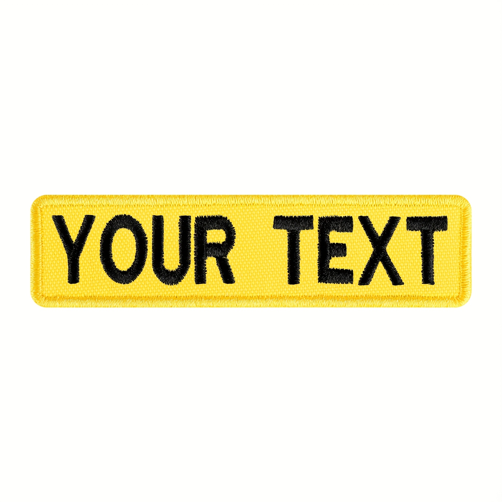 TEMU (customized) Novelty Patch For Men 2pcs Hook And Loop Yellow Background Fabric Multiple Sizes Embroidery Patches Used For Pet Straps Clothes