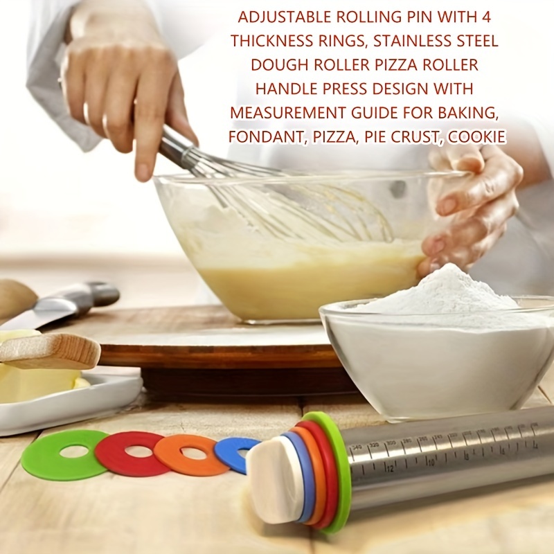 

1pc, Silicone Rolling Pin, Rotating Roller Rolling Pin, Kitchen Wooden Handle Rolling Pin, Dumpling Skin Pressed Flour Stick Baking Tool