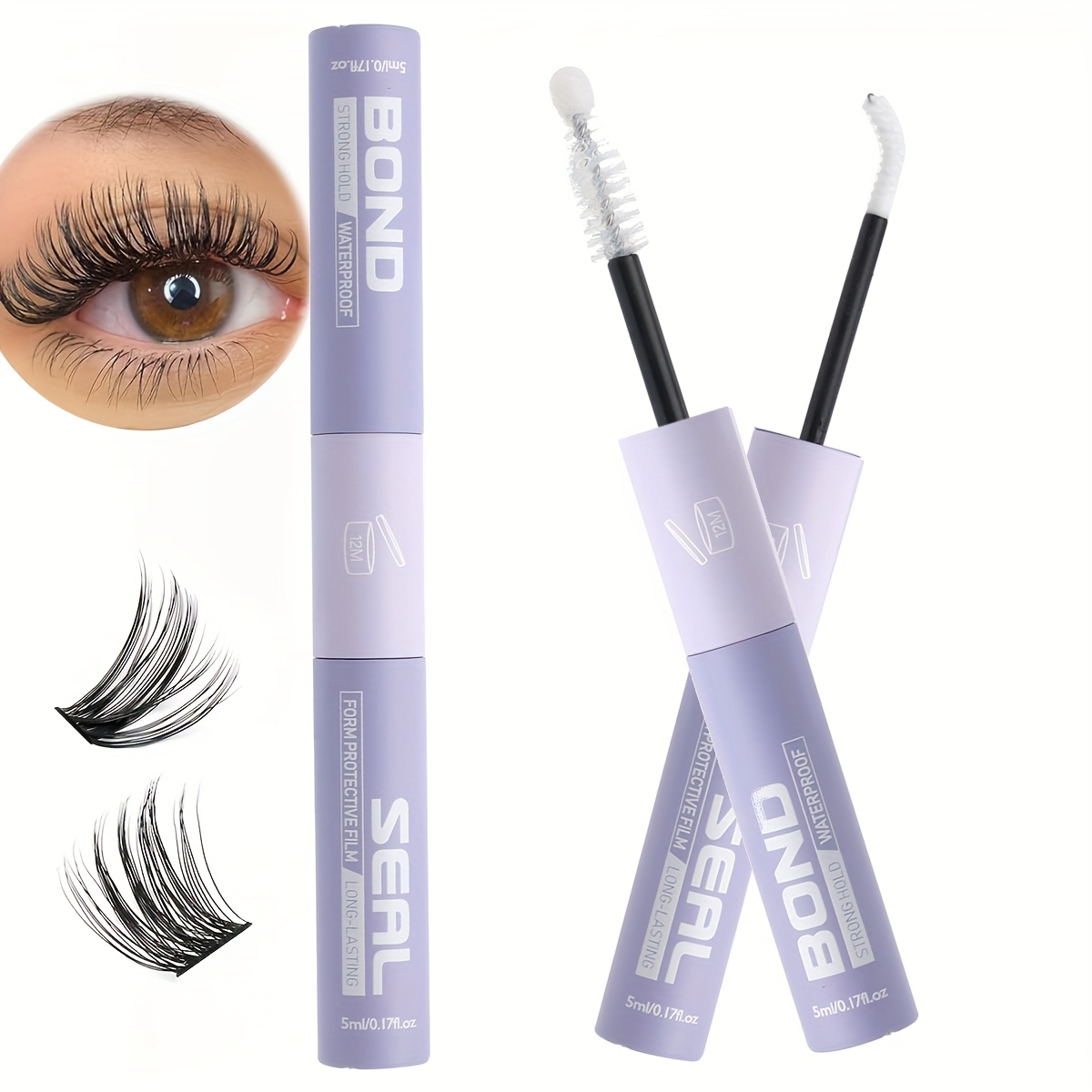Image of 2-in-1 Waterproof Eyelash Glue For Diy Lashes: Adhesive And Sealant, Reusable Eye Makeup Tool Suitable For Beginners