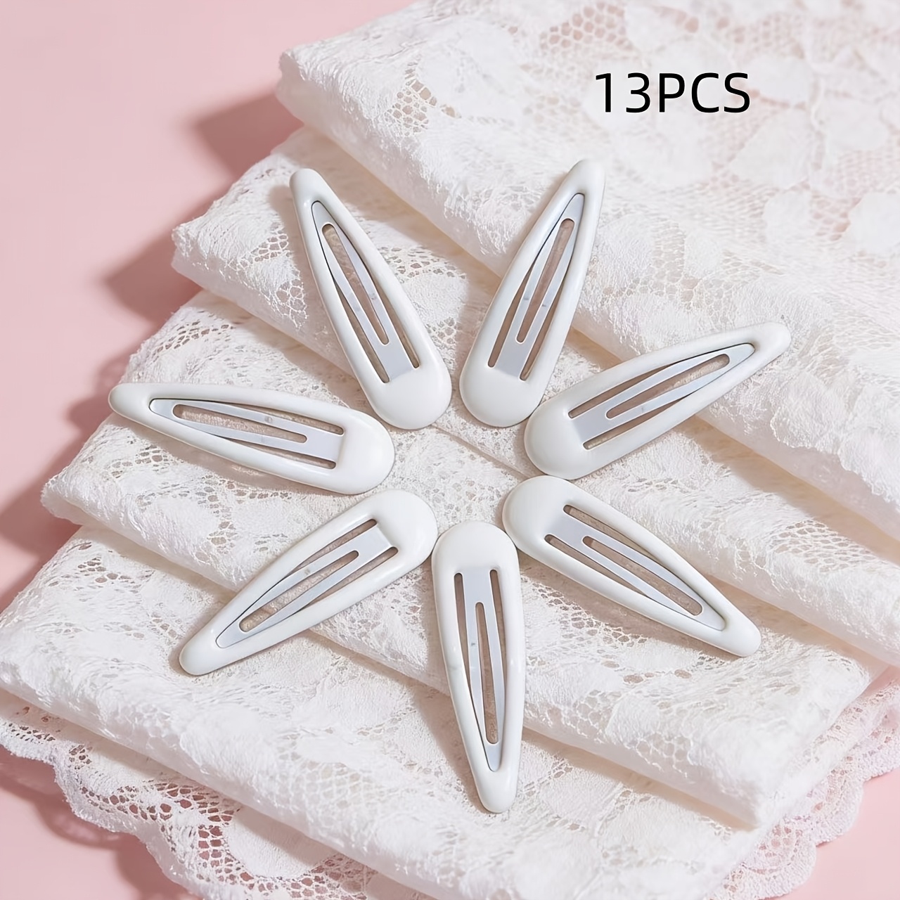 TEMU Set de 13 pinzas para el cabello blancas y minimalistas con diseño de , estilo coreano, ideal para mujeres. pinzas antideslizantes son perfectas