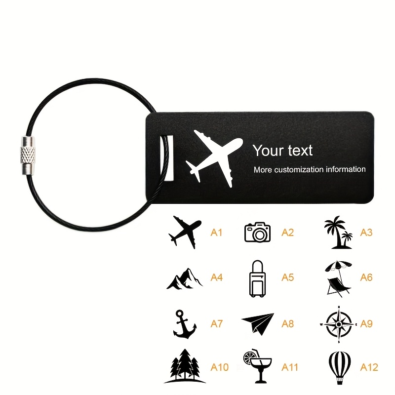 TEMU 1pc Custom Aluminum Luggage Tag – Lightweight, Durable Travel Id For Bags & Suitcases, Personalized & Contact And Logo, Multiple Colors