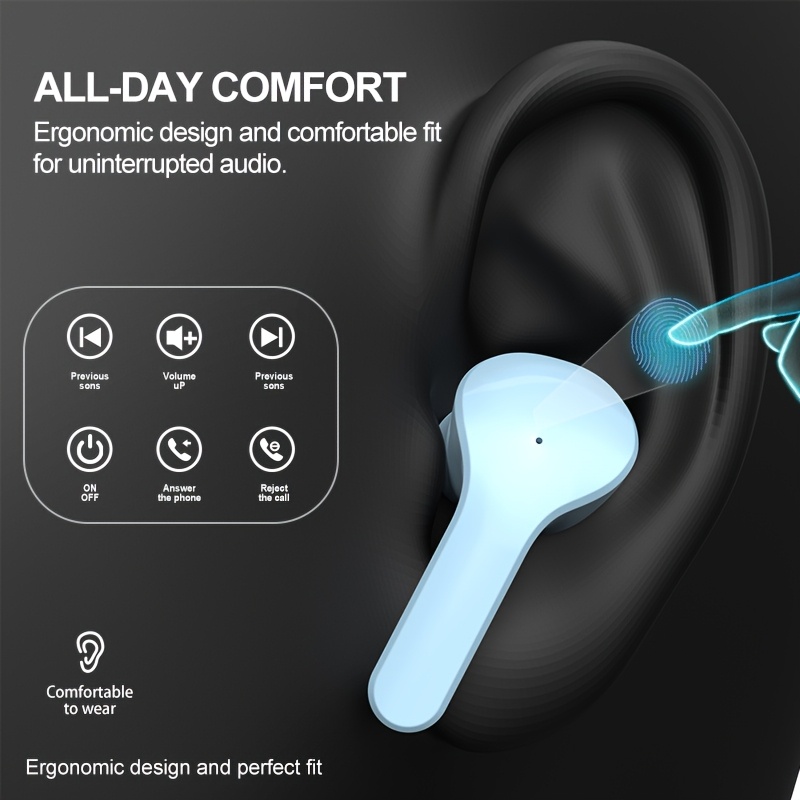 In-ear wireless sports earphones, stylish and cool, lightweight and easy to carry, low latency high-quality HiFi sound quality with power indicator light display, ideal choice for gaming/sports/outdoor/leisure/sleeping headphones, trustworthy!