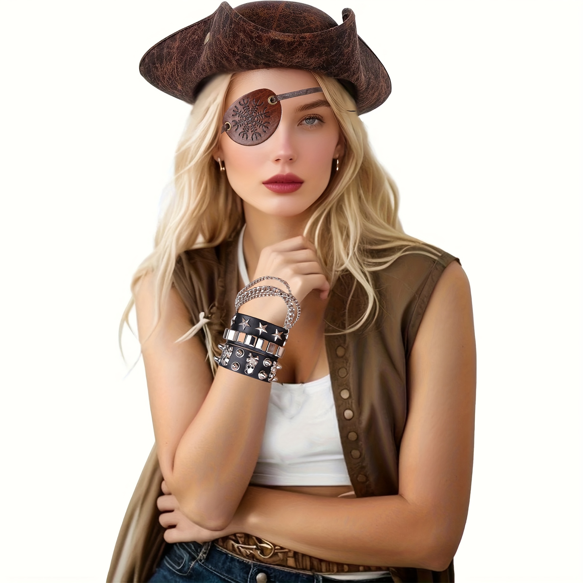 Cache-œil Médiéval Pirate - Pour Cosplay, Halloween, Fêtes - Hommes Et Femmes - Alliage Et Dentelle - Plusieurs Styles