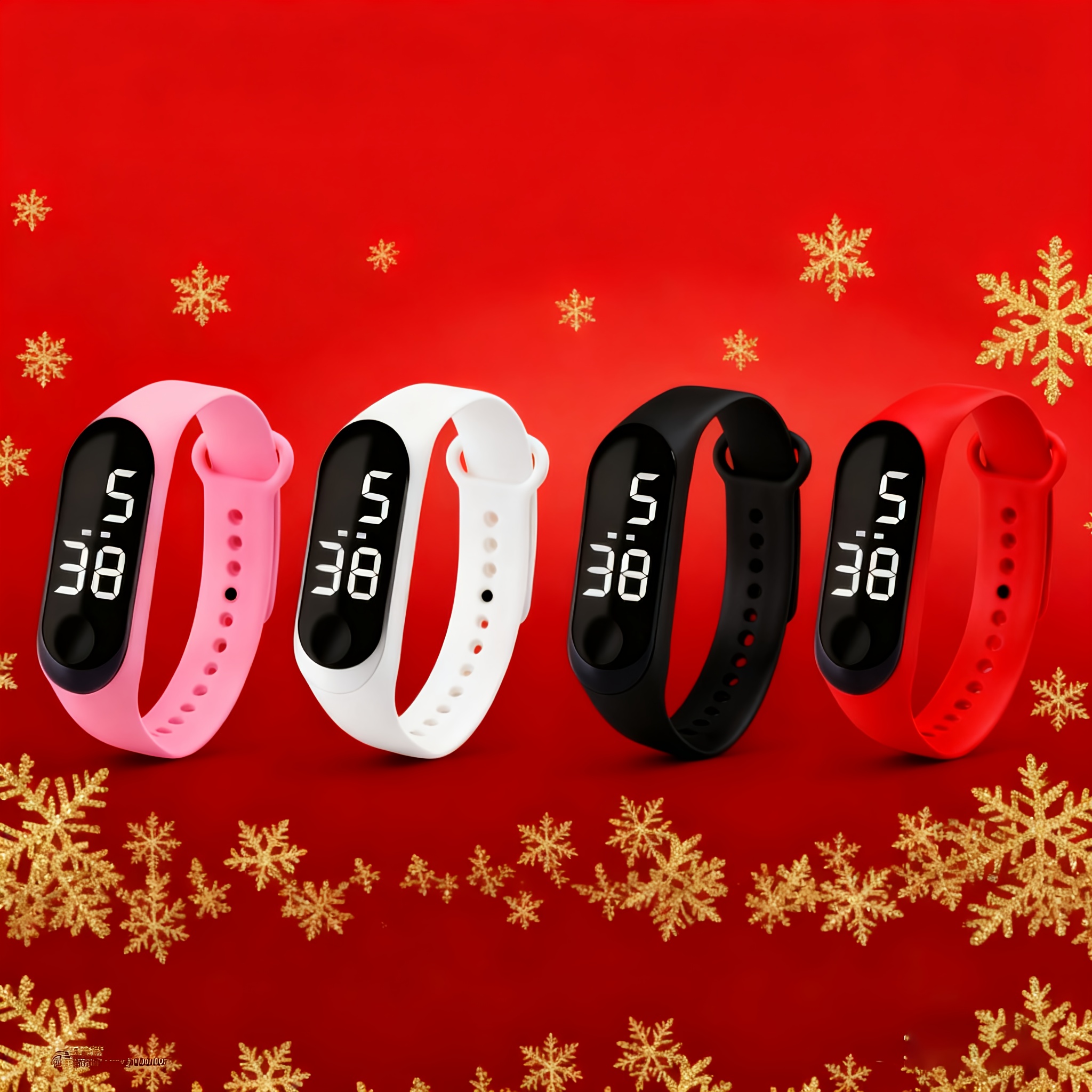 Image of 4pcs Student Sports Wristband Watch Bulk Pack, Led Large Digital Display, Simple Casual , Qingshan Nian Electronic Watch Gift