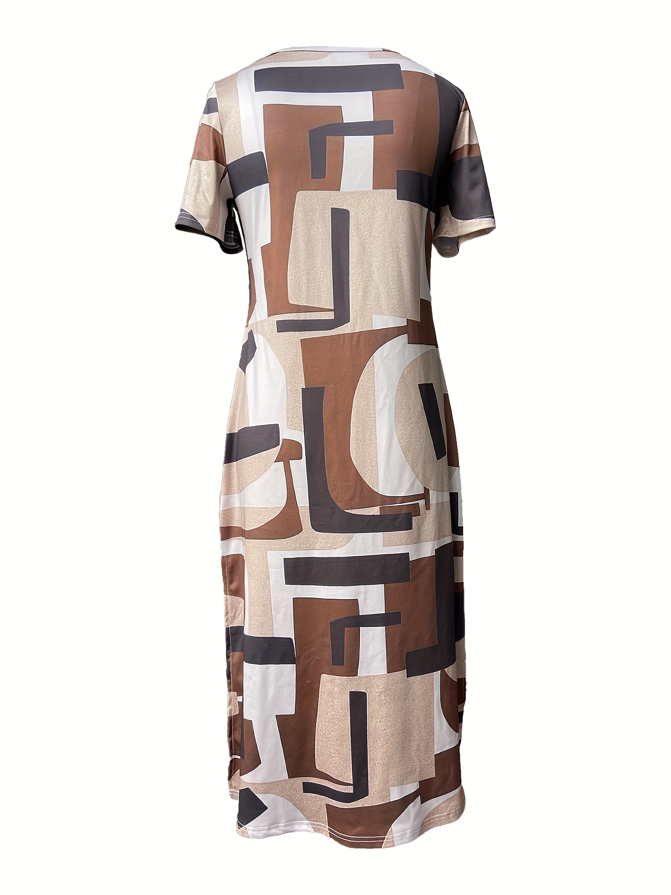 brown flowy dress short Women Maxi Dress, Elastic Waist Flowy Long Ankle Length Short Sleeve Pockets Boho Spring Summer Cute M / White