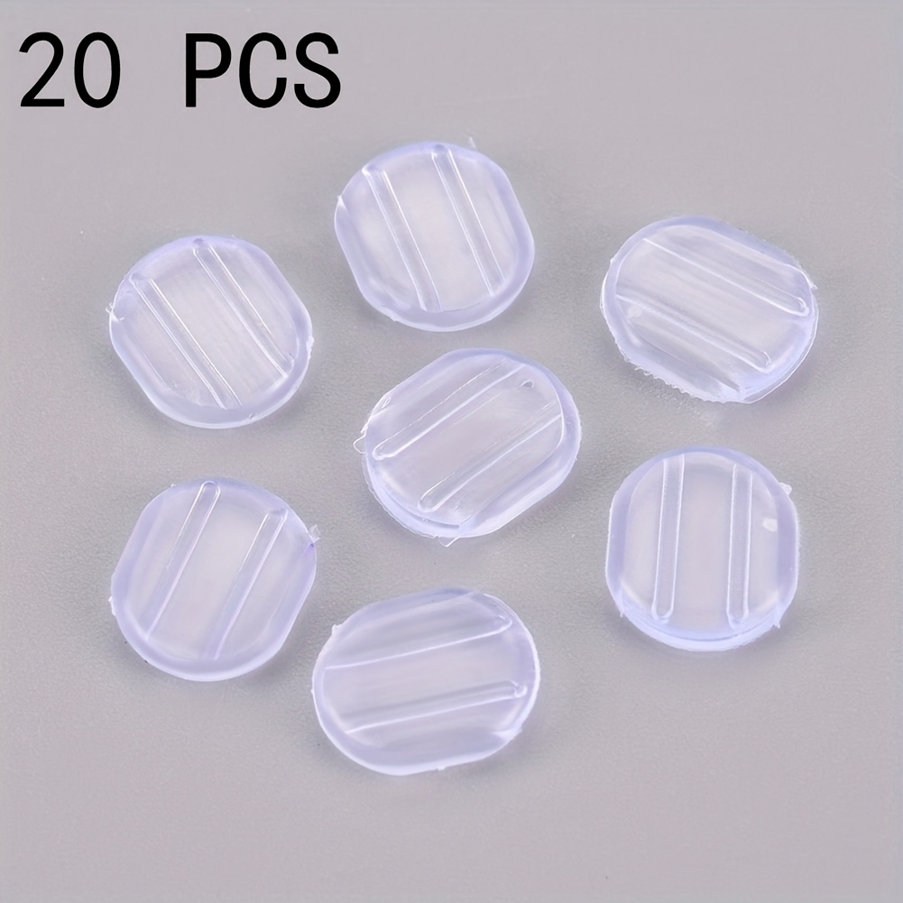 20pcs Silicone Earring Pads, Clip Earring Cushions, For Clip-on Earrings, Clear, 10x9x2mm, Hole: 8.5x1mm