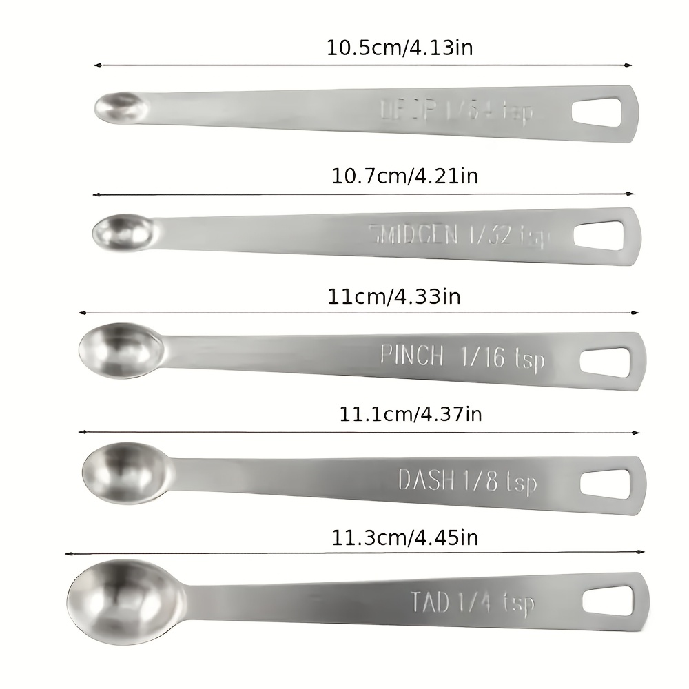 E-shop Mini-Messlöffel-Set aus Robustem Edelstahl für Trockene oder Flüssige Zutaten, in Gewürzgläser