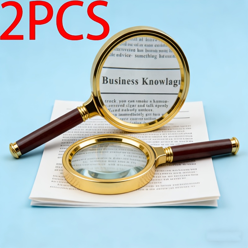 Image of 2pcs For Seniors/elderly Magnifying Glass With Non-slip Holder & Phone-compatible Magnifier Suitable For Reading, Hobbies, Crafts, Maps - Handheld Magnifier For Smartphones, Tablets, Books For Elderly