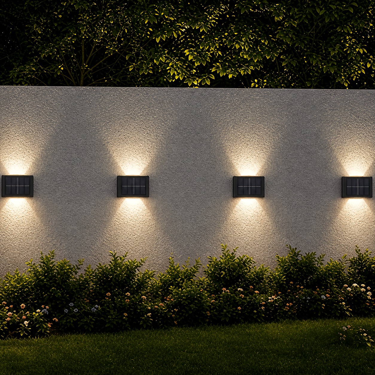 TEMU Luci Solari da Parete Smart per Esterni IPX4, Set /4/6/8 con Accensione/Spegnimento Automatico, Luce LED per Recinzione e , di Luce, Lampada