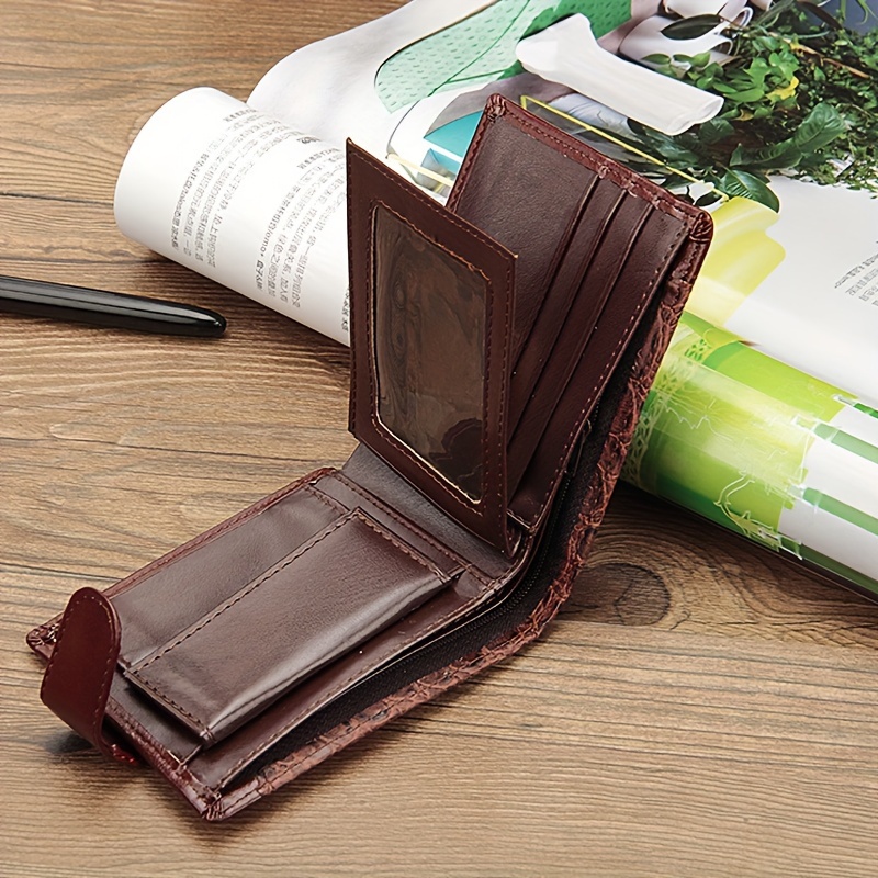 

Vintage Men's Pu Leather Short Wallet, Bifold Multi-card Card Holder With Coin Pocket, Snap Close Purse