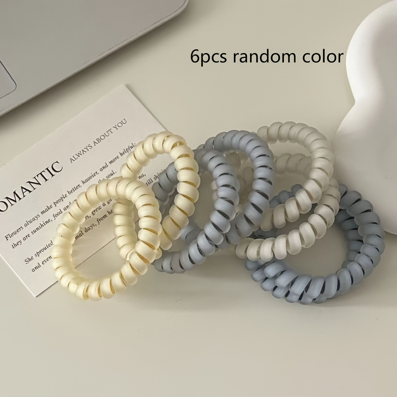 TEMU 4/6pcs/set Of Sea Salt Blue Telephone Line Headband Elegant And Fresh Hair Rope High Elasticity And Durability Without Marks Women's Hair
