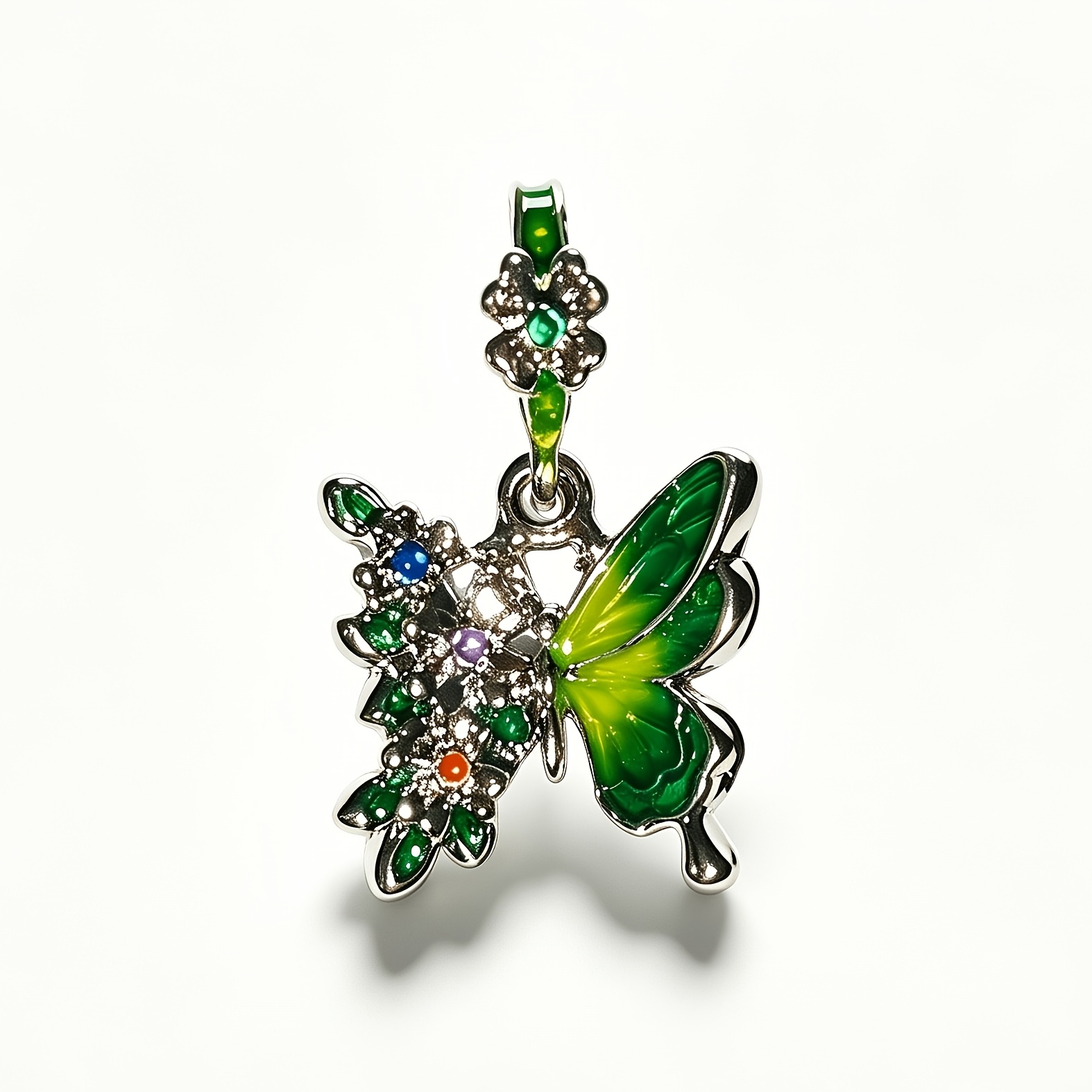 TEMU S925 Silver-plated Colorful Flowers Pendant, Stylish For Diy Bracelets, Bangles And Necklaces. Vivid Delicate Ornament, Perfect Jewelry Gift For