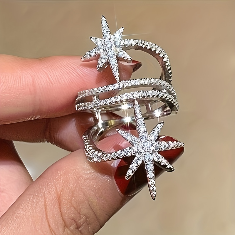 

Elegant Design Ring With Sparkling Zirconia Stones - Ideal For & Parties, Perfect Christmas Or Valentine's Day Gift For Women (), Christmas Jewelry